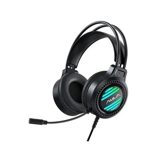 AULA S606 RGB Wired Black Over-Ear Gaming Headset with USB & Noise-Canceling Microphone